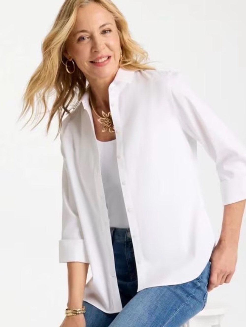 Chico's Classic White Button-Front Shirt